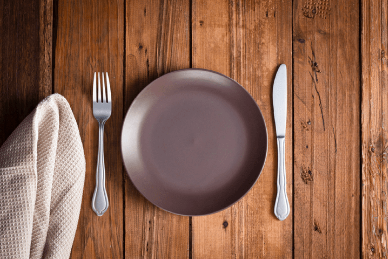 Plate, fork and knife ready for a meal