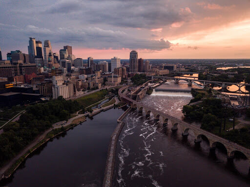 Aerial view of Minneapolis, MN