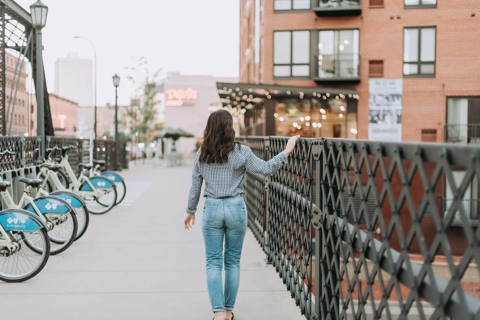 Woman walking around Minneapolis